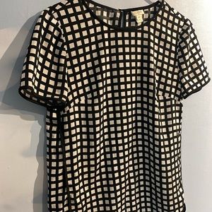 J Crew Black and White Graphic Checked Top
